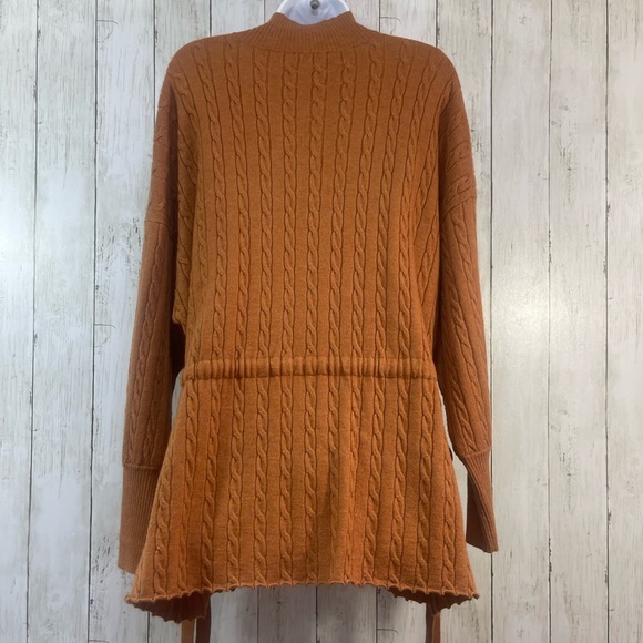Kerisma Cable Knit Mock Neck Cinch Tie and Bow Waist Sweater M/L - Picture 5 of 10